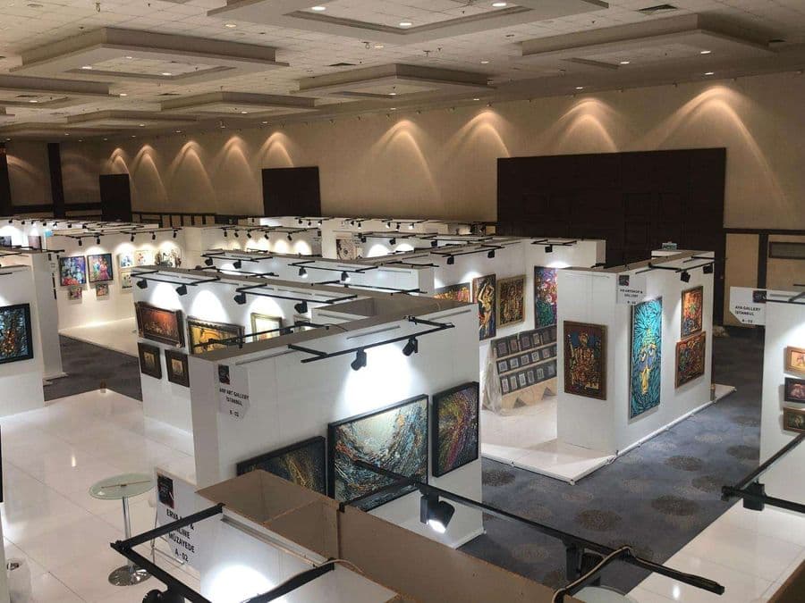 art display in a room